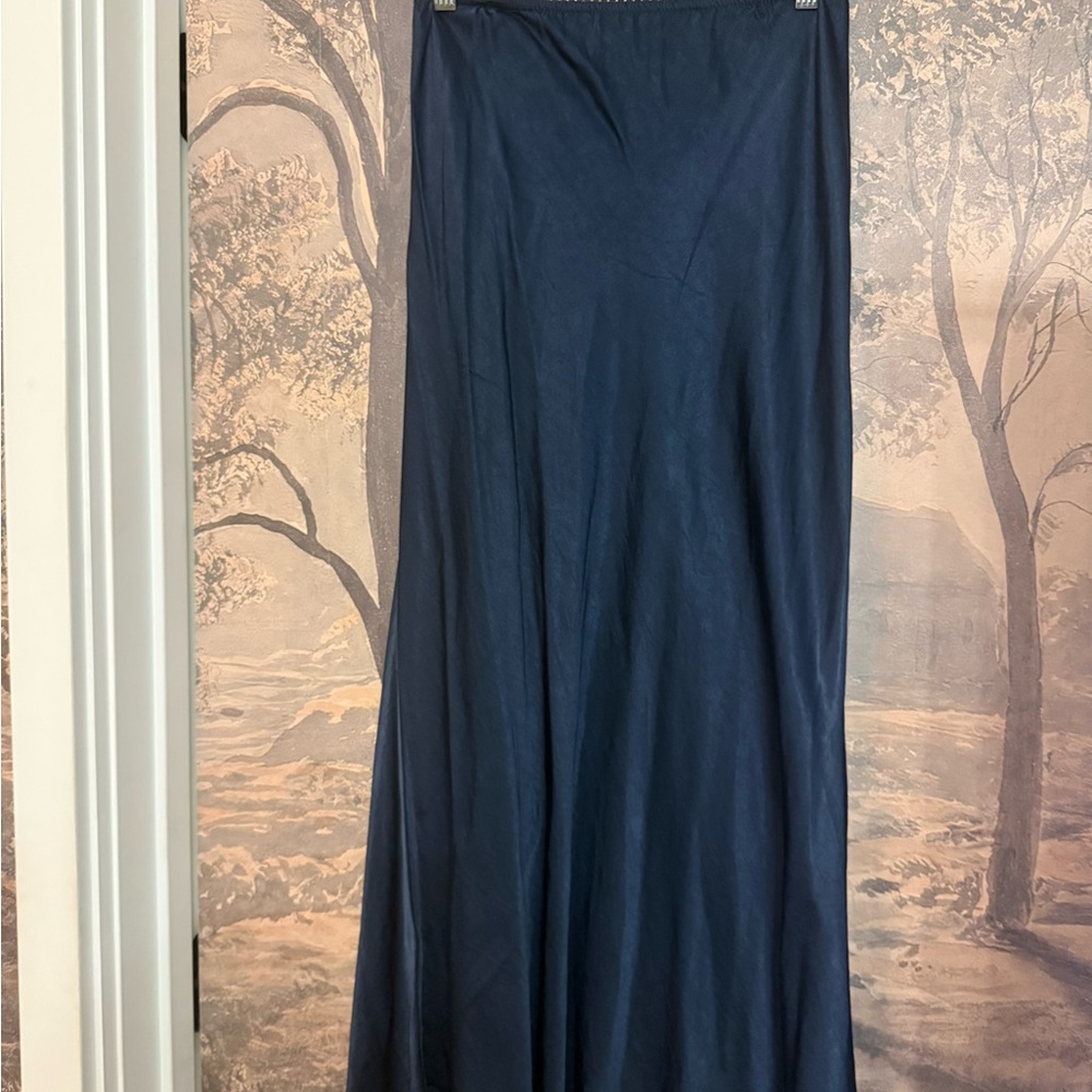 Italy Silky Navy Blue Italian-made Top